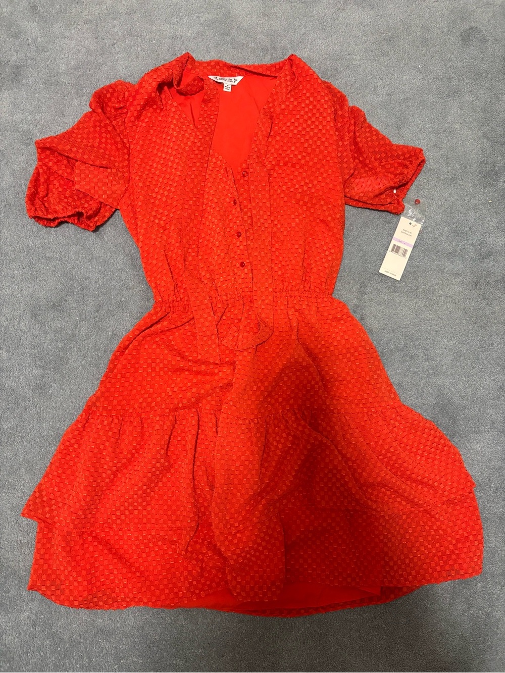 Nanette Lepore NWT Vibrant Orange Textured Ruffle Dress